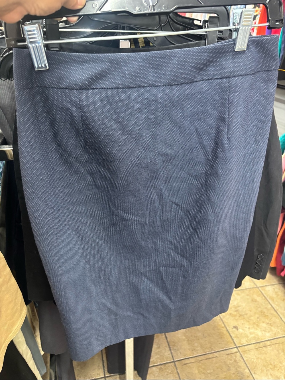 Austin Reed Navy Textured Pencil Skirt